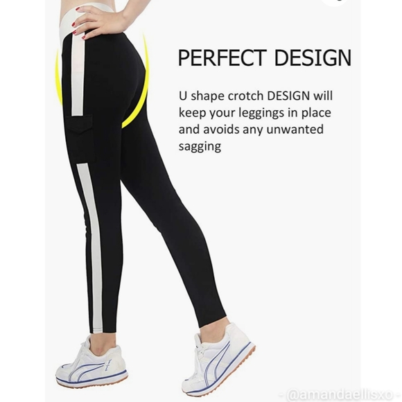 Colorblock Athletic Leggings with Pocket - Picture 3 of 9